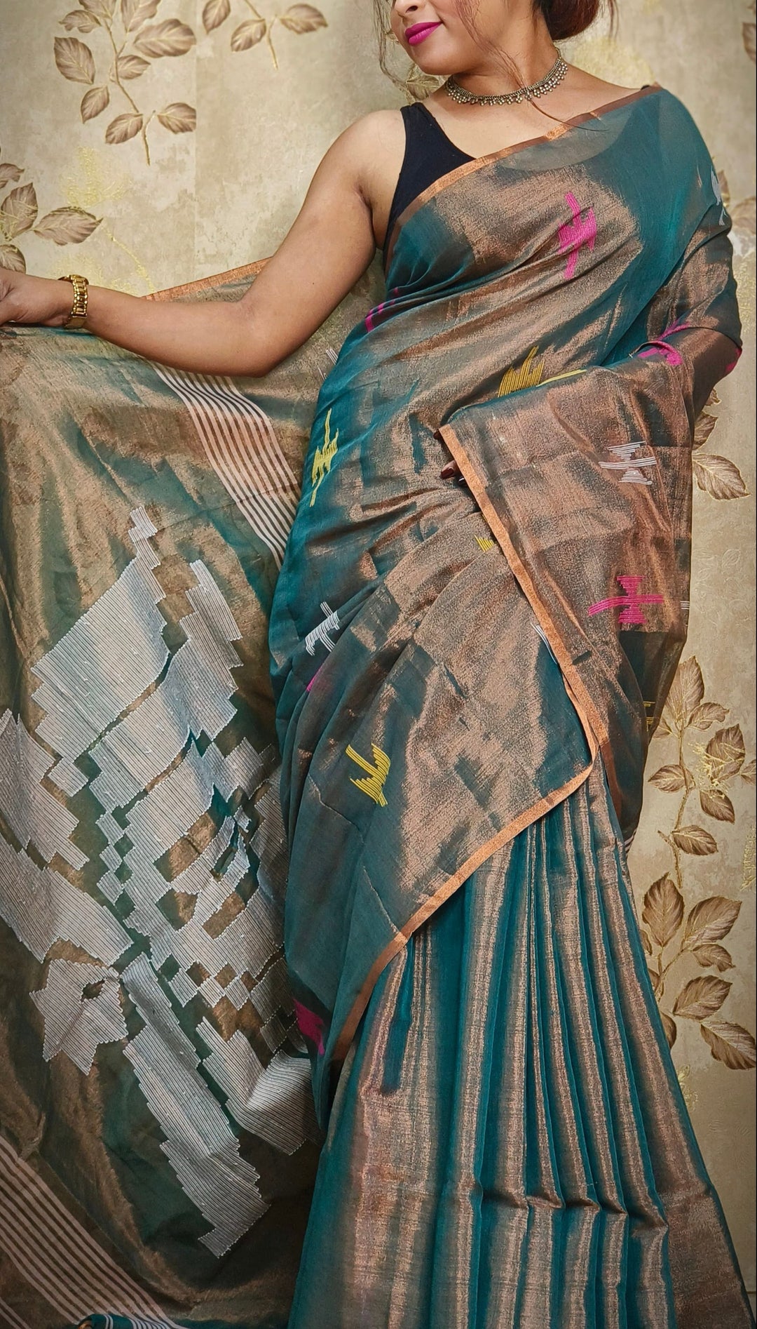 Kumudh Tissue Khadi Saree