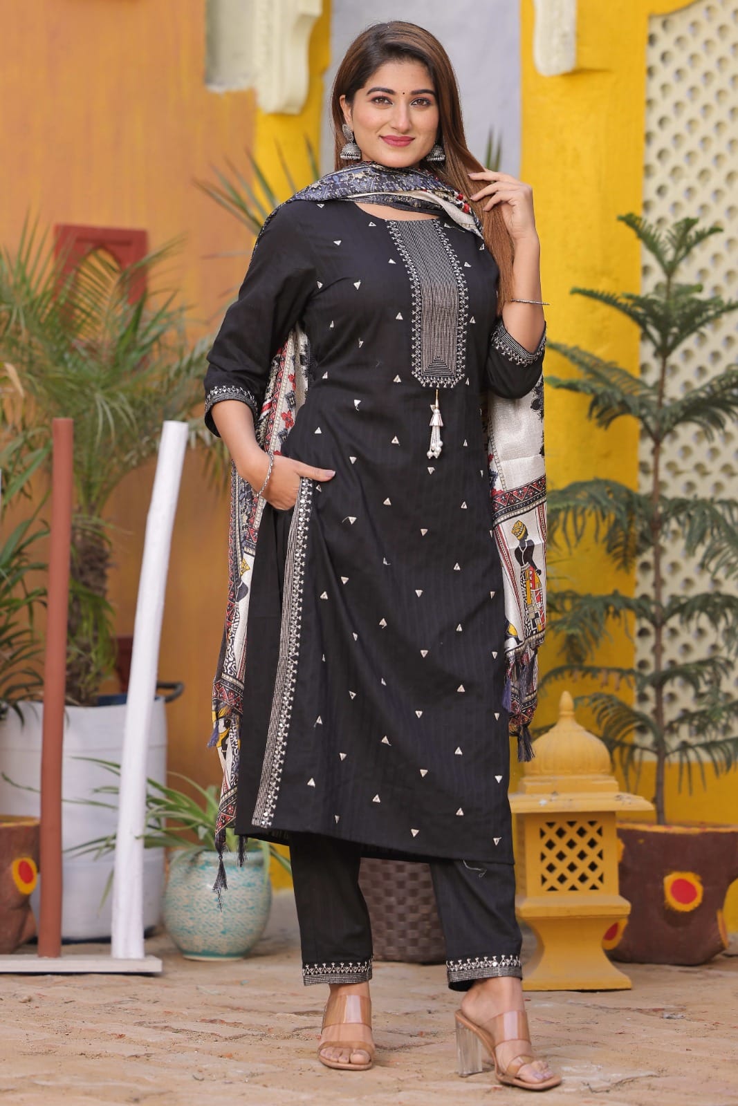 Z-Black Cotton Kurti Set