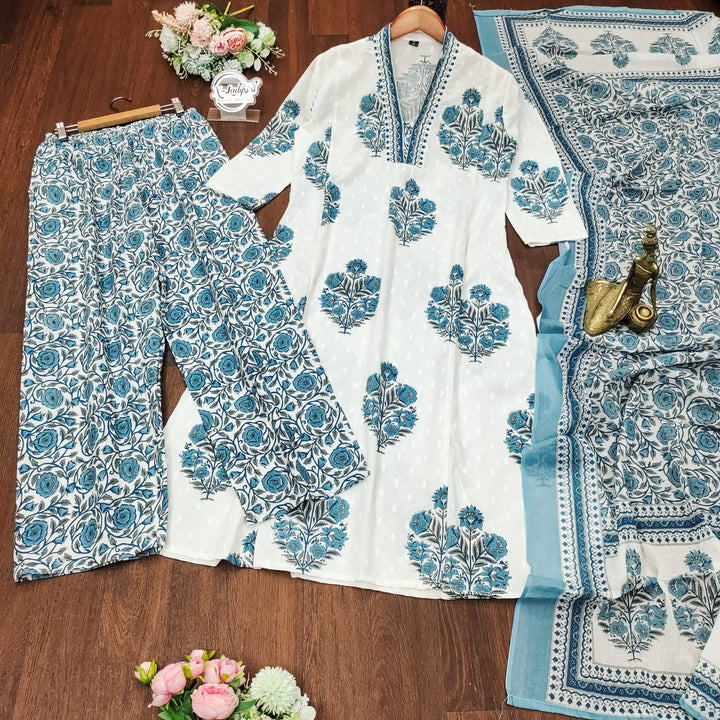 Penned Artist Cotton Kurti Set