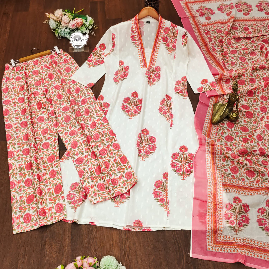 Penned Artist Cotton Kurti Set