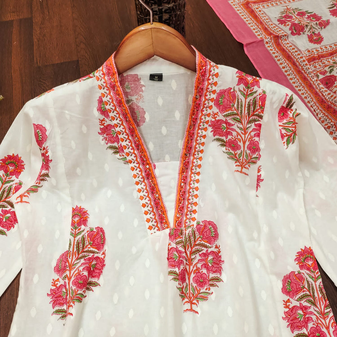 Penned Artist Cotton Kurti Set