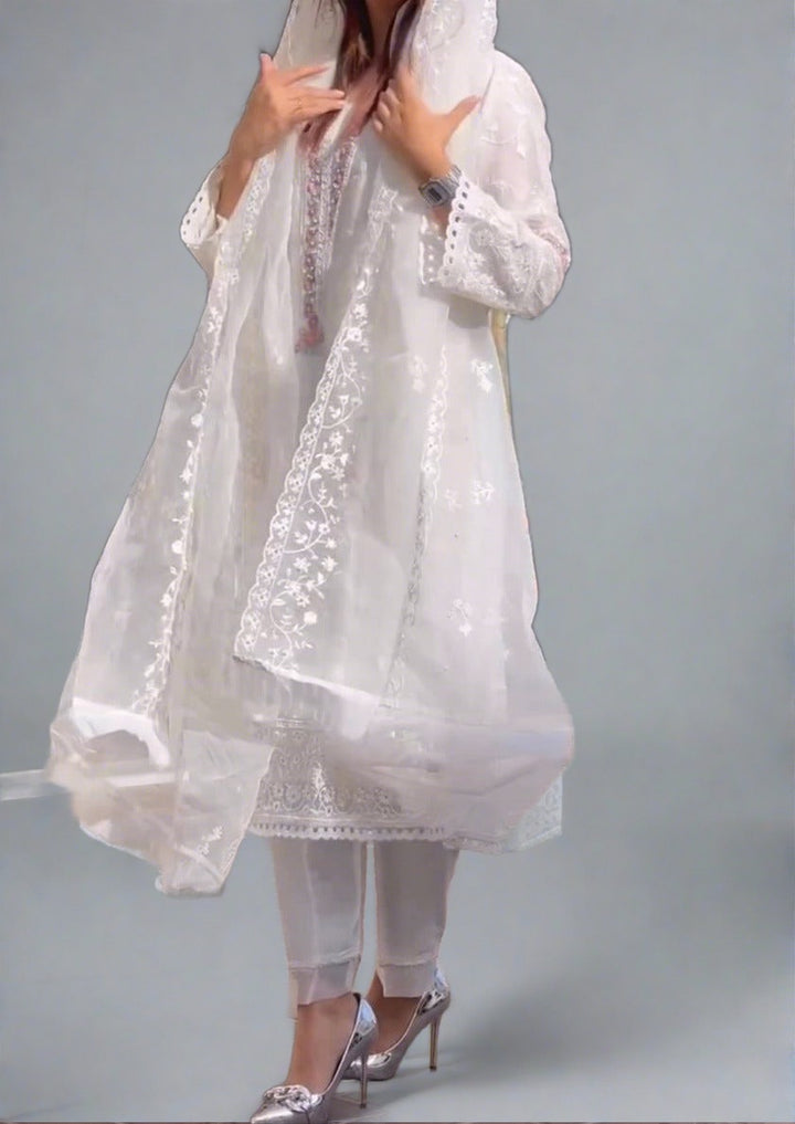 White Space Organza Kurti Set