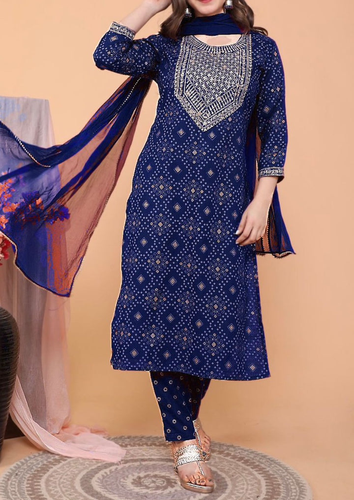 Night-Time  Rayon Kurti Set