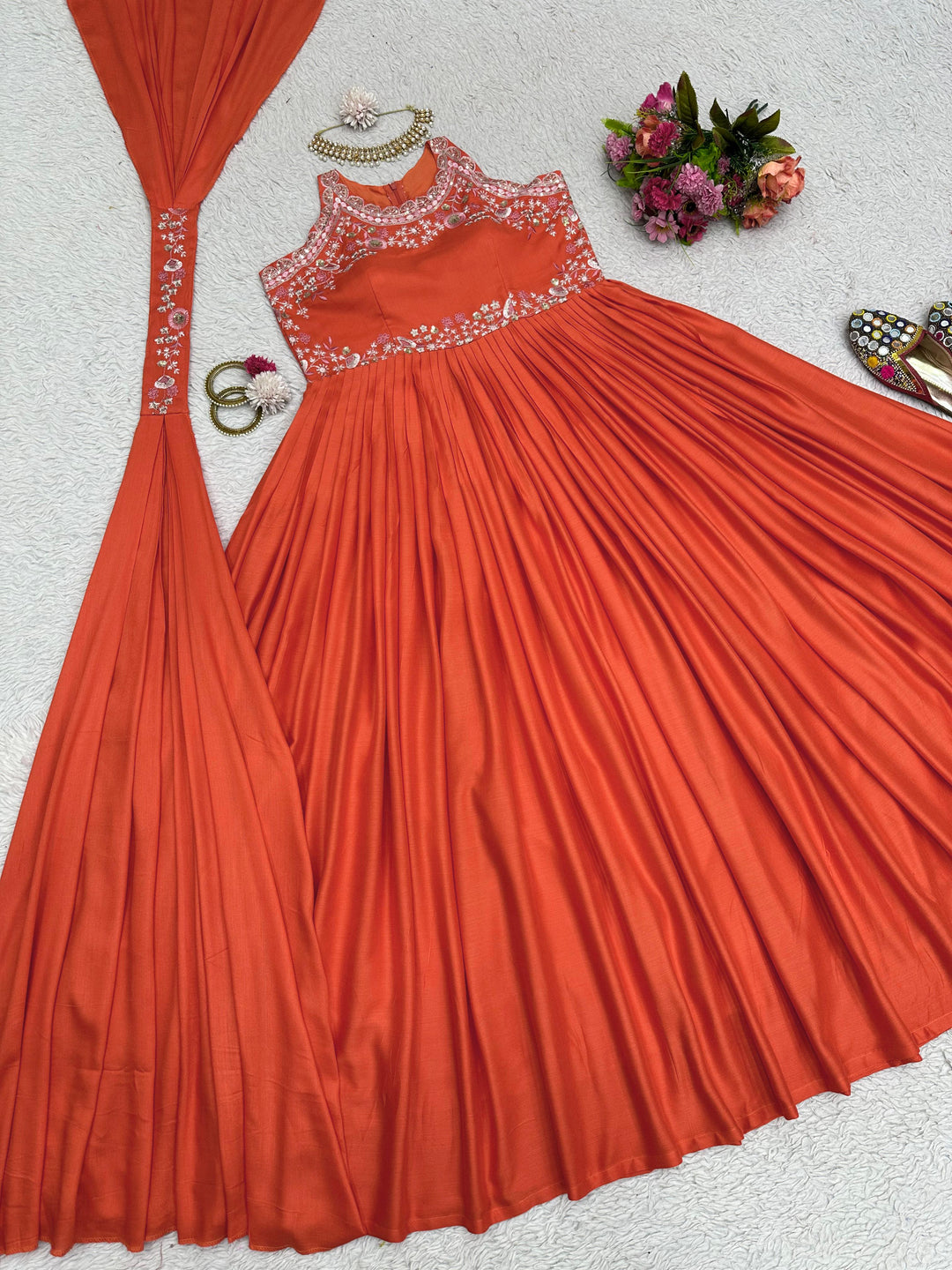 Rocking Orange Muslin Gown