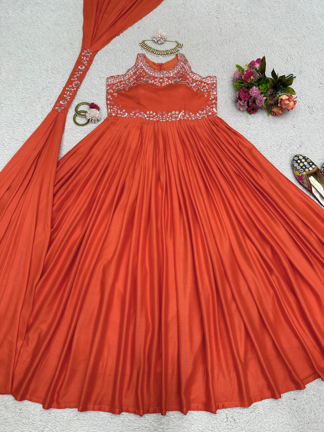 Rocking Orange Muslin Gown