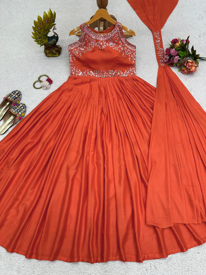 Rocking Orange Muslin Gown