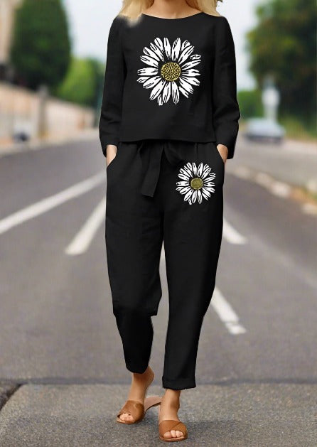 Black Flower Cotton Coord Set