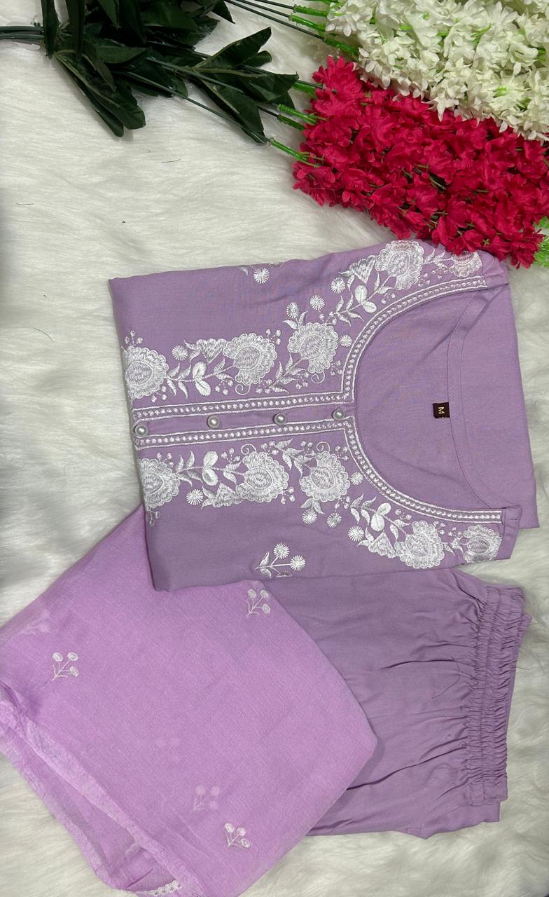 Lavender Dreams Rayon Kurti Set