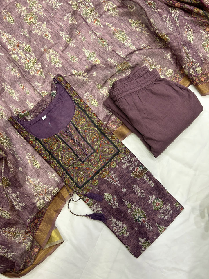 Oh-so comfortable( Chanderi Silk Kurti Set)