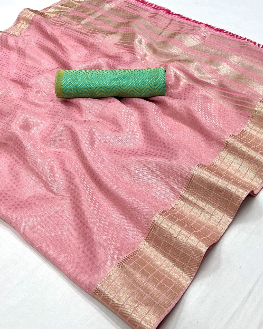 Pink Designer  Linen Saree