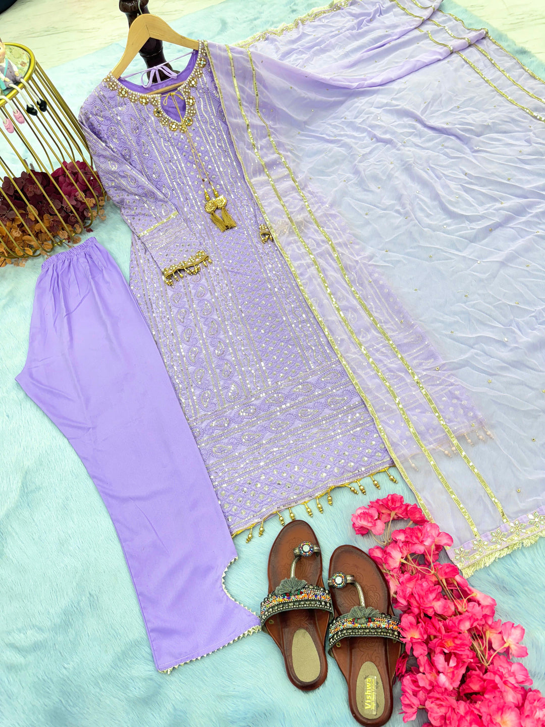 Blessings With Gloriousness Georgette Kurti Set