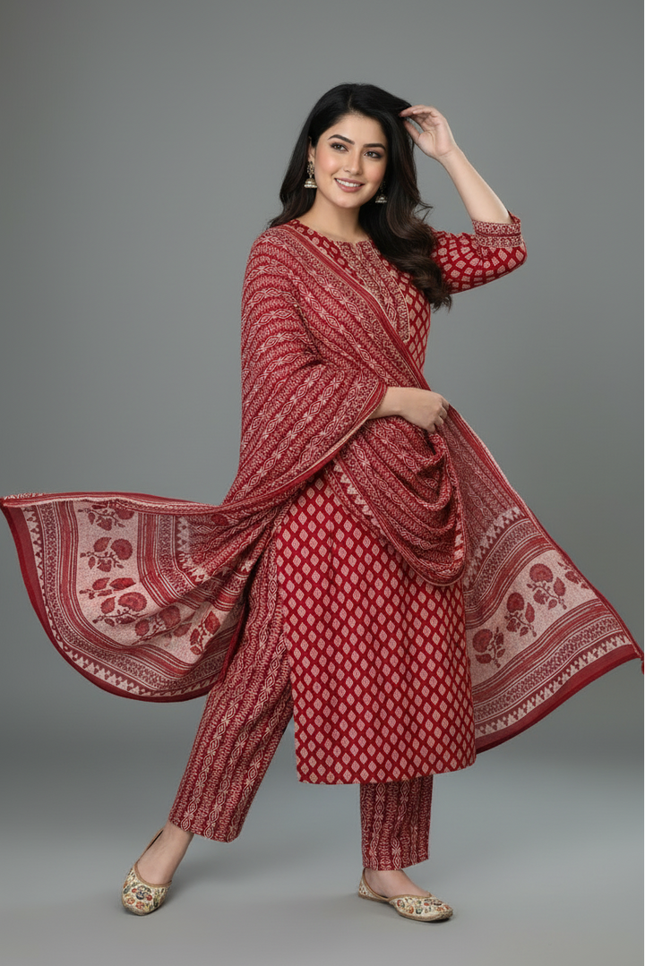 Lucky Enough Cotton Kurti Set