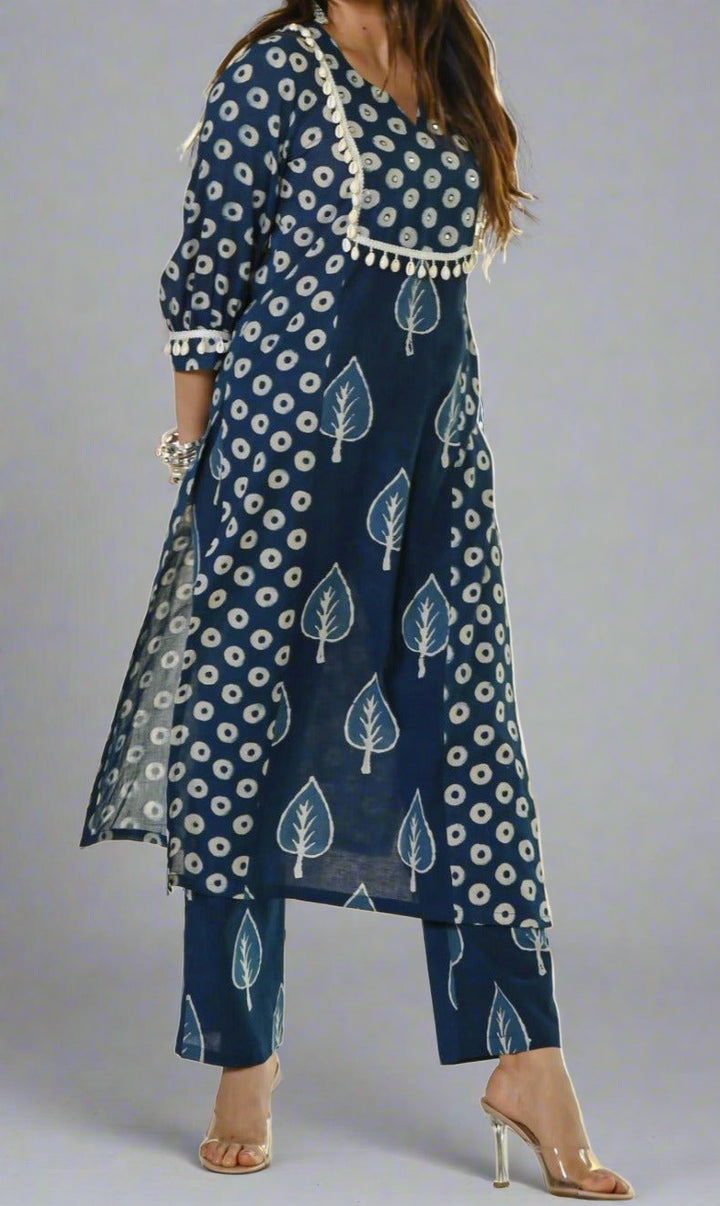 Kinda! Its Blue Cotton Kurti Set