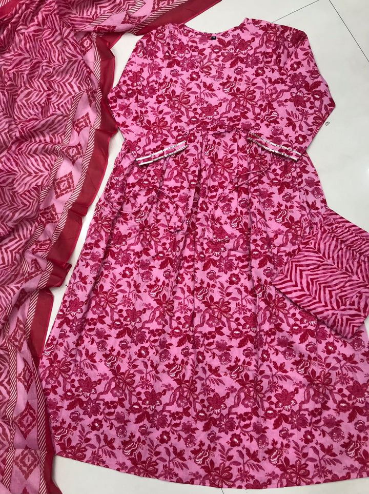 Mera Wala Pink  Cotton Kurti Set