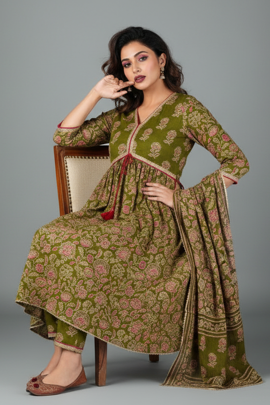 Art Of Subtleness Cotton Kurti Set