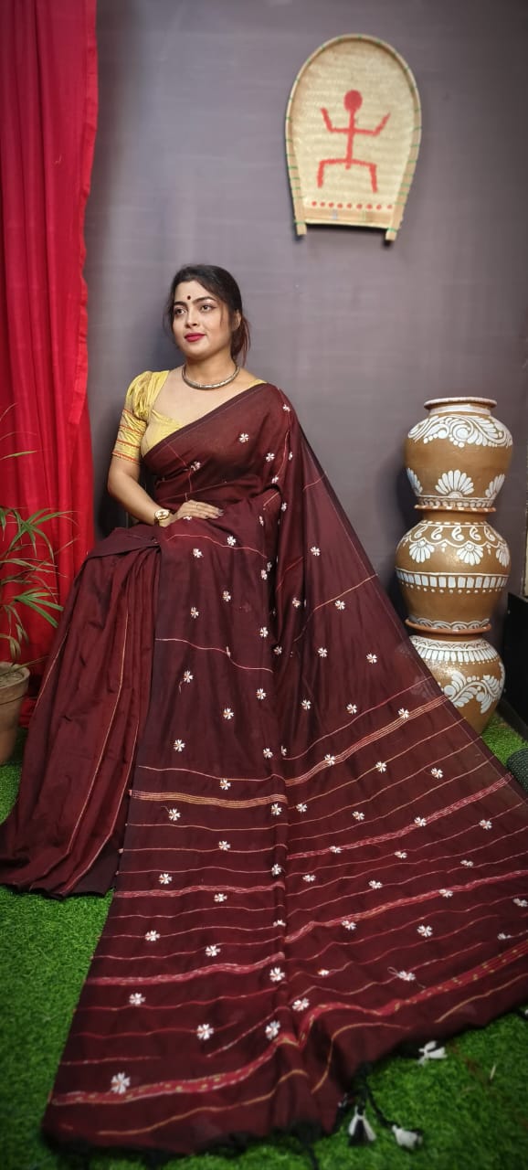 Anahita Bengal Shiuli khadi Saree