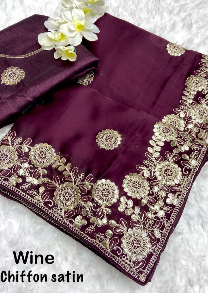 MoonGlade Chiffon Satin Saree