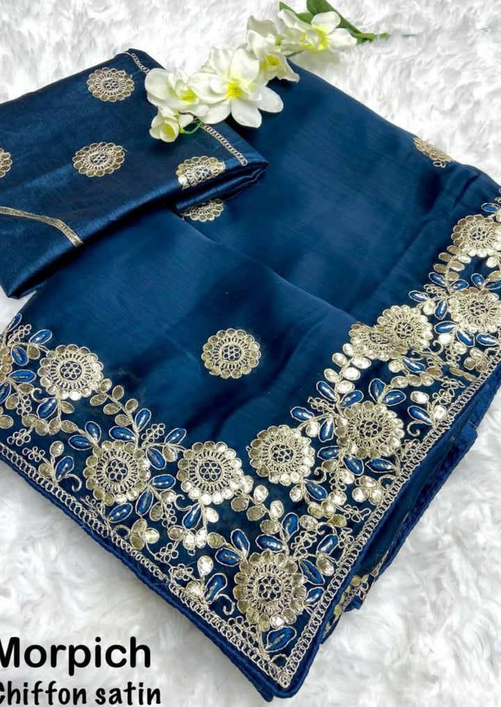 MoonGlade Chiffon Satin Saree