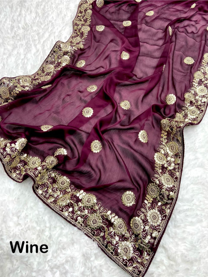 MoonGlade Chiffon Satin Saree