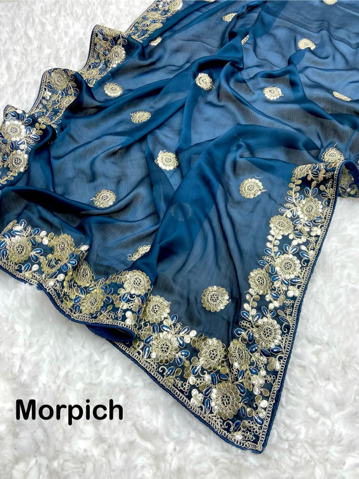 MoonGlade Chiffon Satin Saree