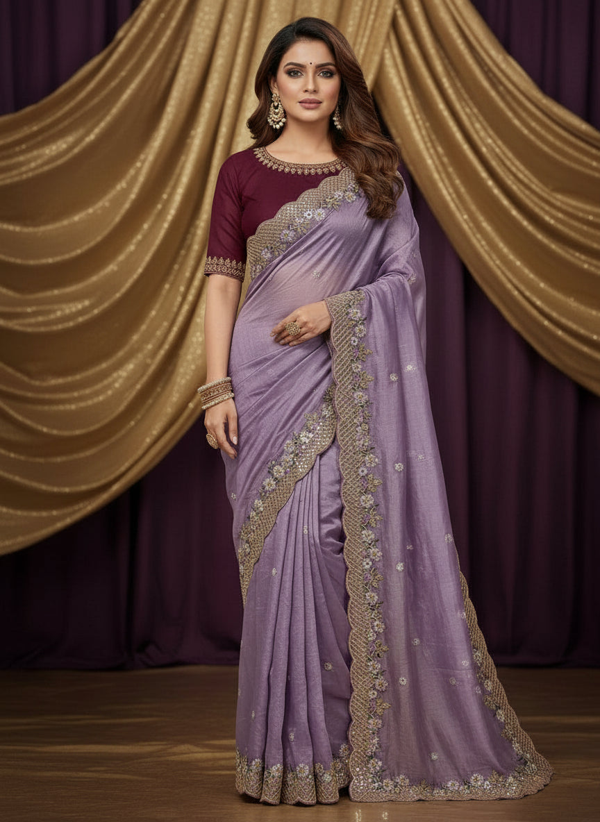 One Picture Gold Crush Saree