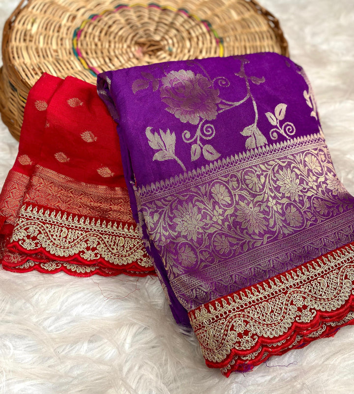 High Society (Crepe Georgette  Banarasi Silk Saree)