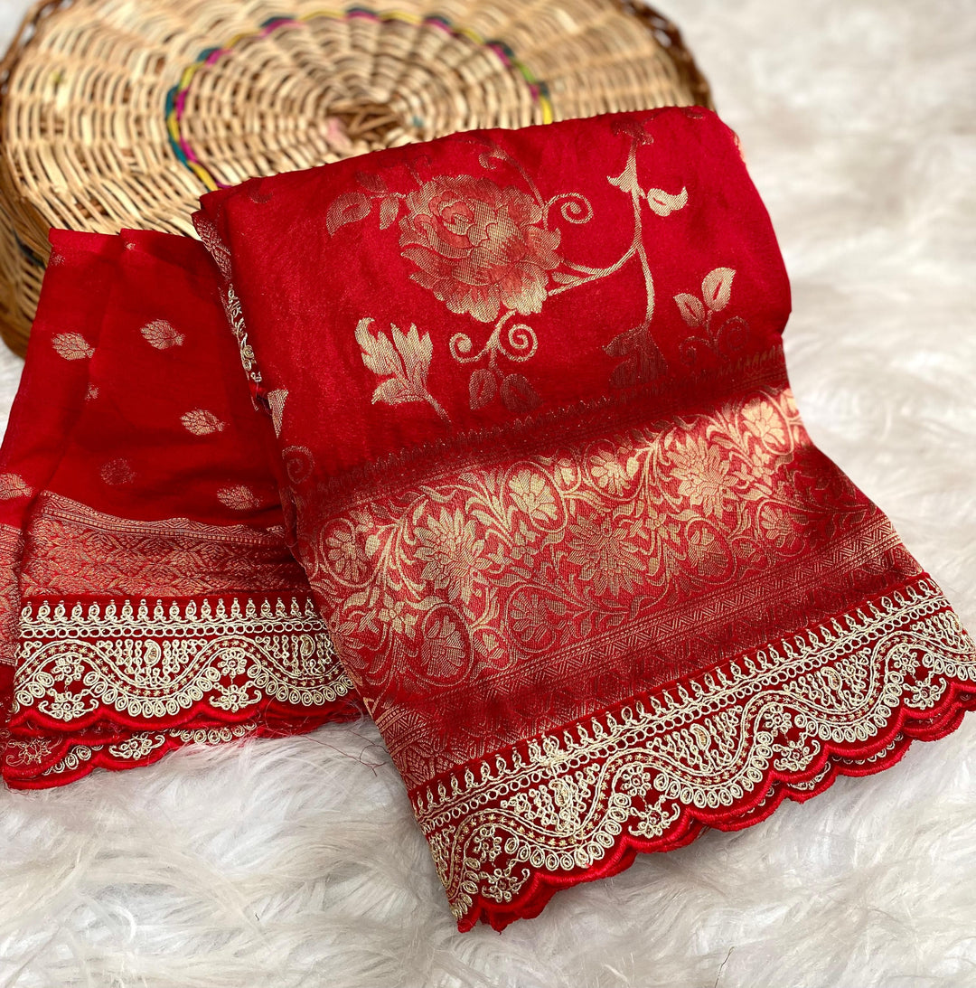 High Society (Crepe Georgette  Banarasi Silk Saree)