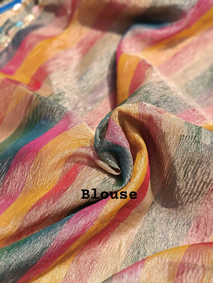 Colorful Glam Banarasi Tissue Crush Saree