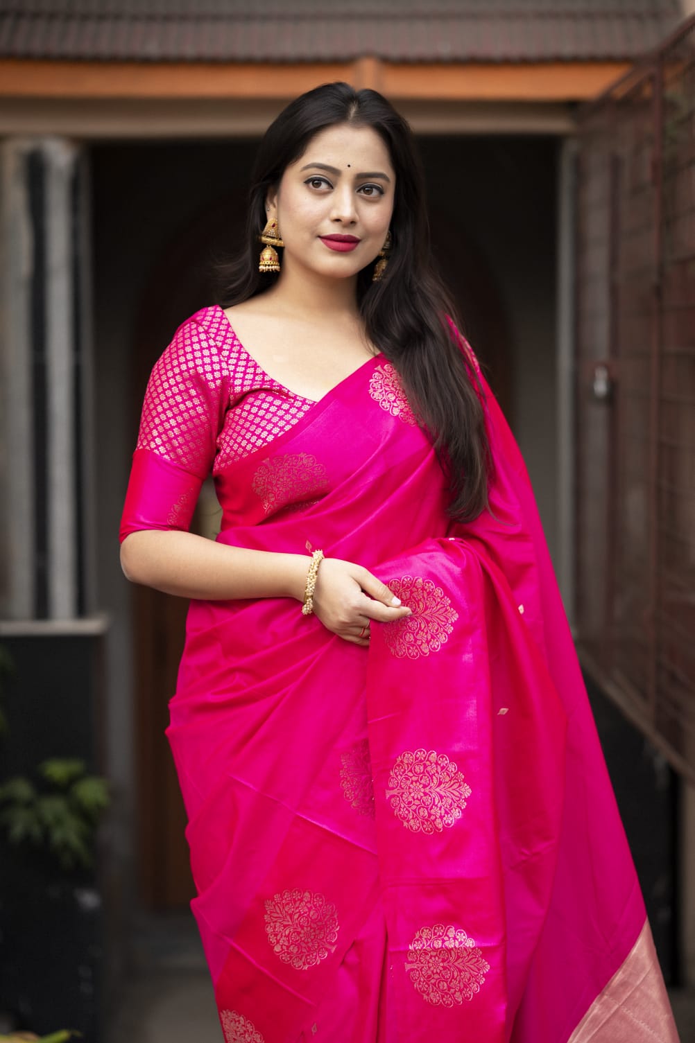 Fire Ash Banarasi Pattu Saree[ semi]