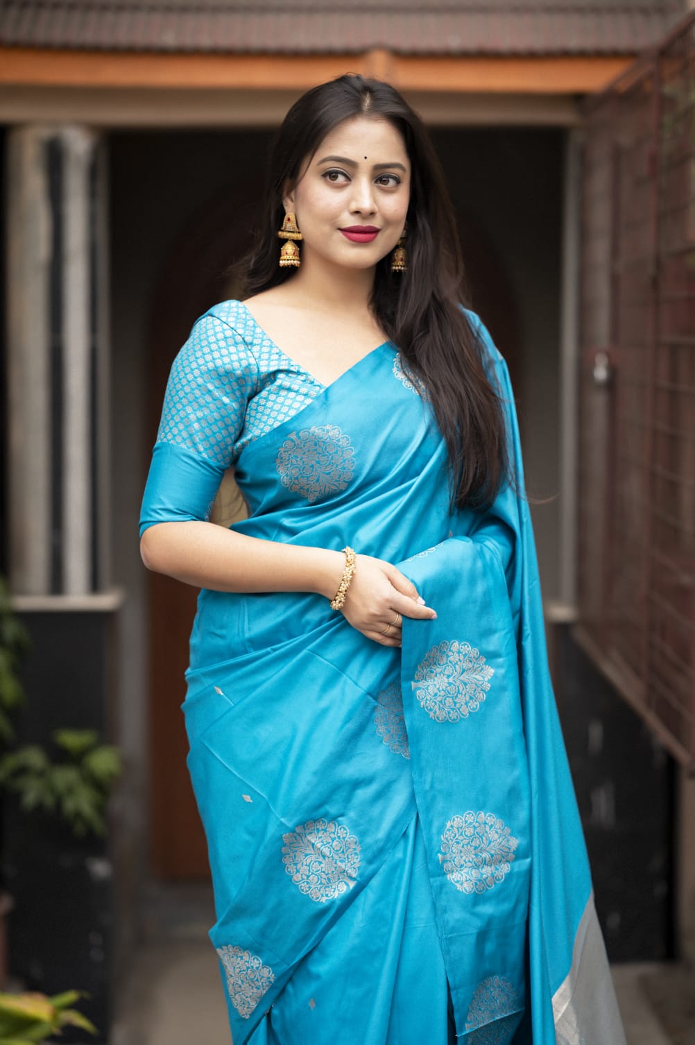 Fire Ash Banarasi Pattu Saree[ semi]