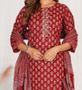 Red Canvas Cotton Kurti Set