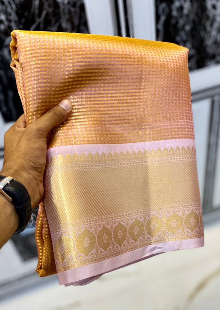 Flickering flame Banarasi Tissue Silk Saree