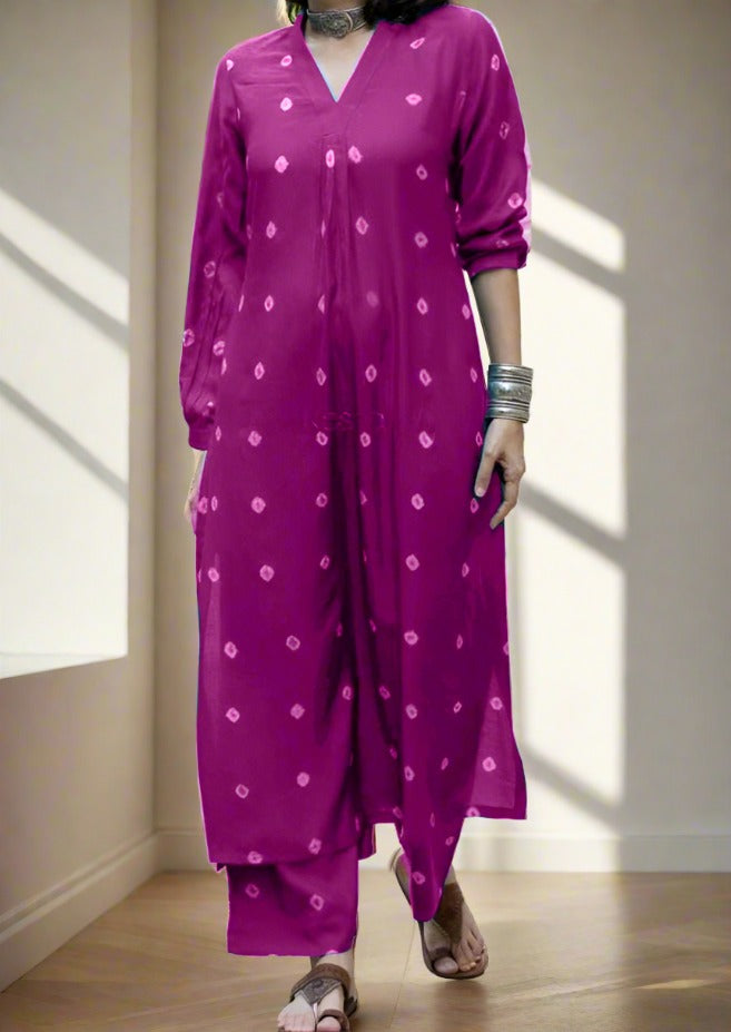 Purple Glam Cotton Kurti Set