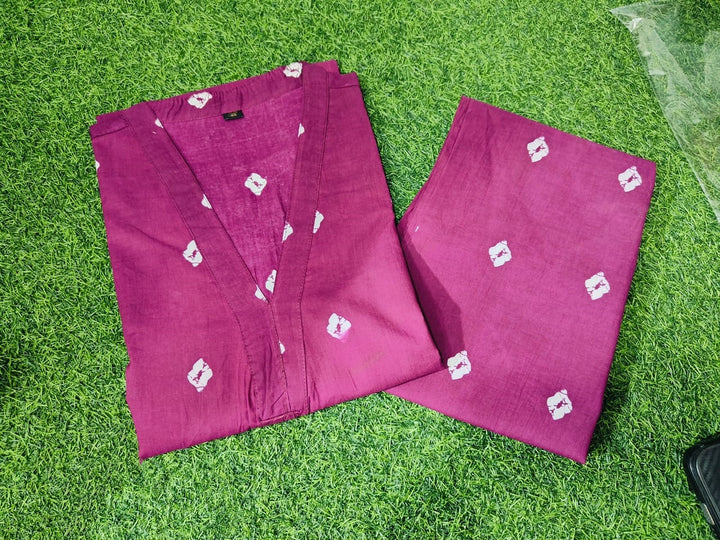 Purple Glam Cotton Kurti Set