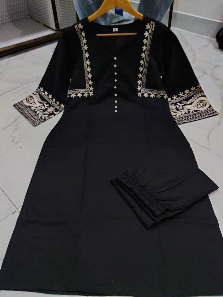 Black Shell Cotton Coord Set