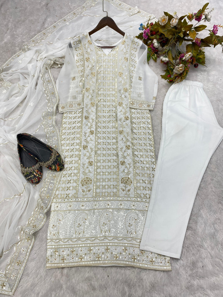 White To Bright Georgette Kurti Set