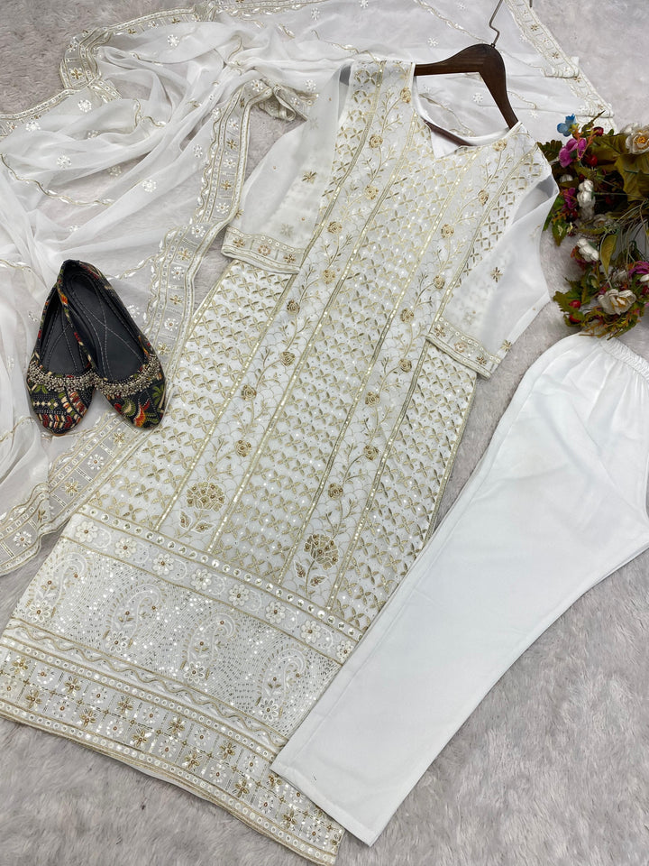 White To Bright Georgette Kurti Set