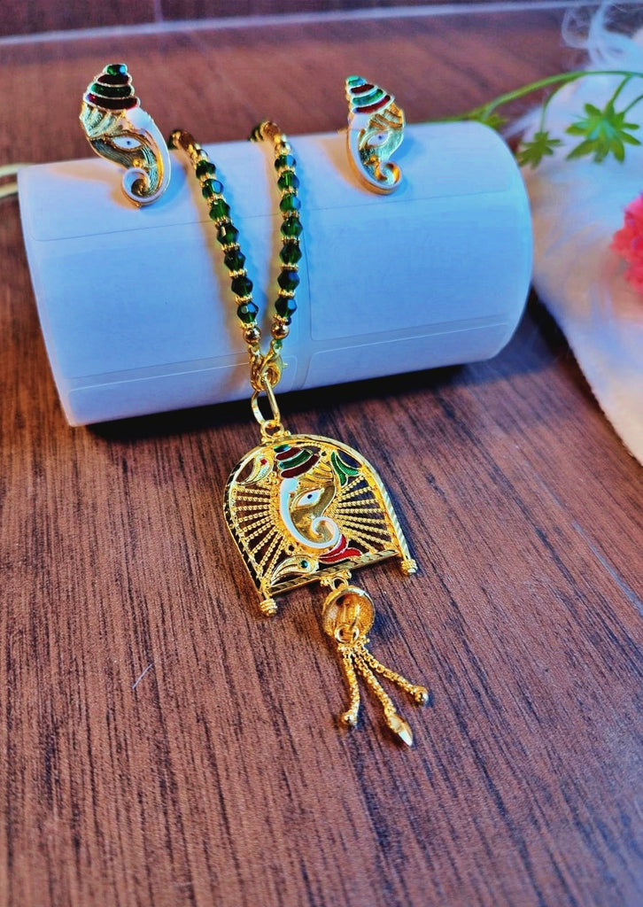 Ganpati Bappa Special Gold Plated Necklace Set