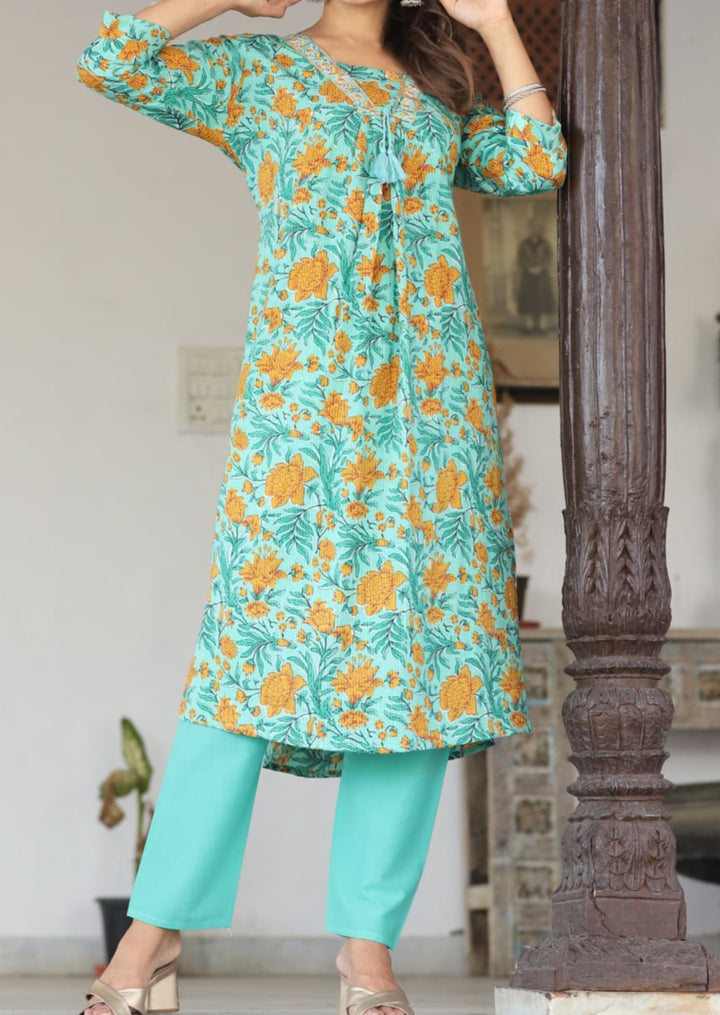 Rock-Tell- Story Cotton Kurti Set