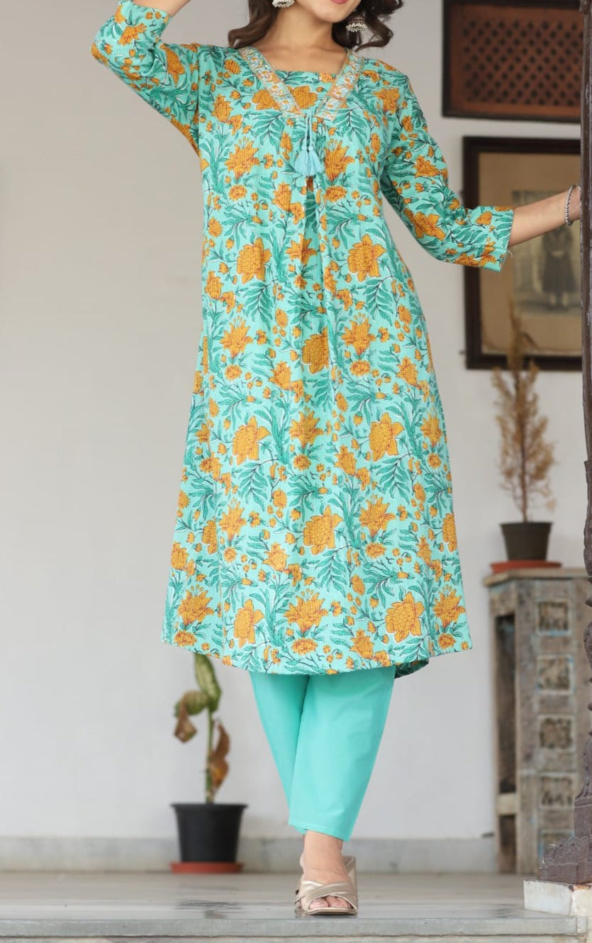 Rock-Tell- Story Cotton Kurti Set