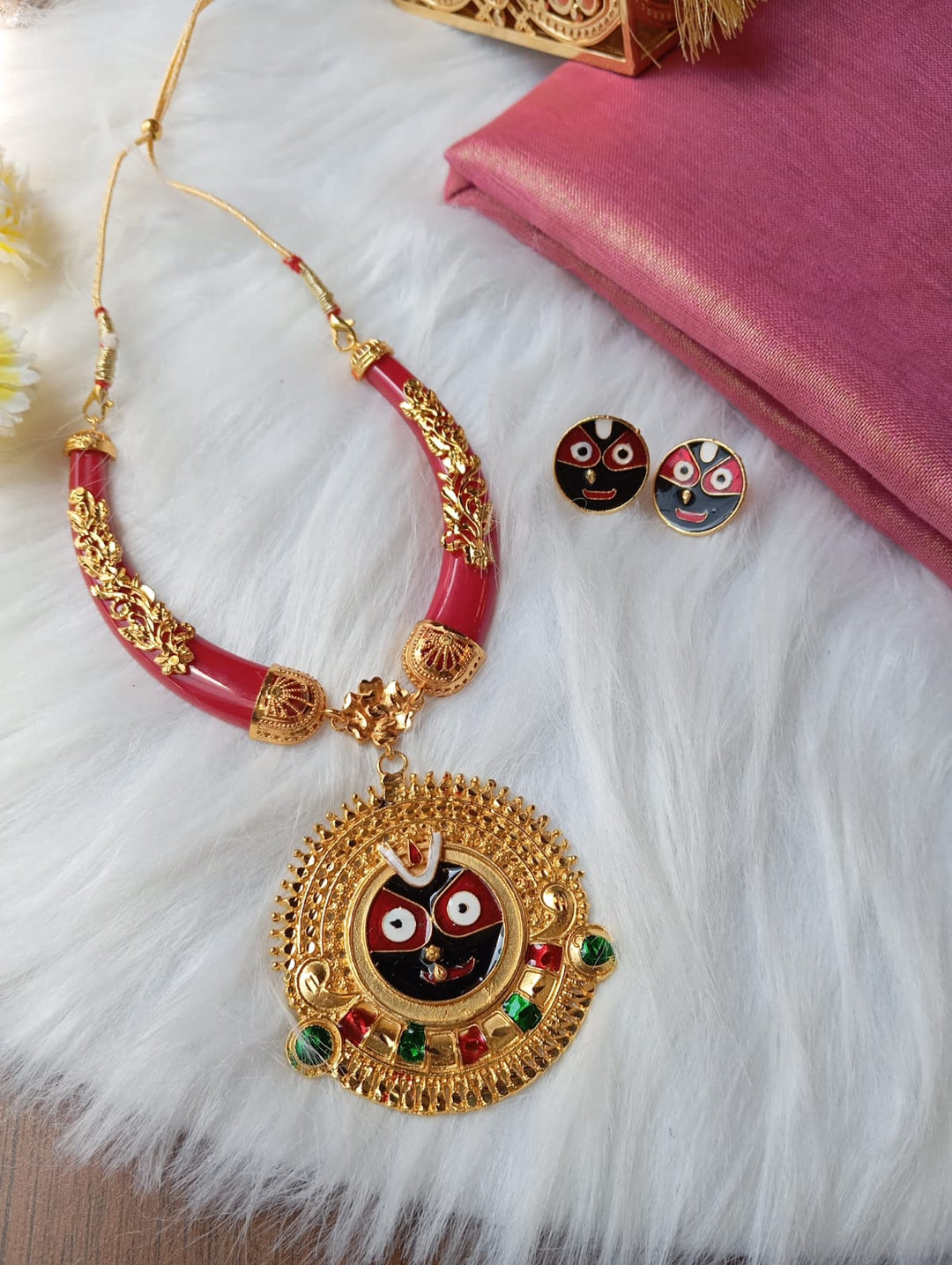 Gold Plated Prabhu Jagannath Necklace Set