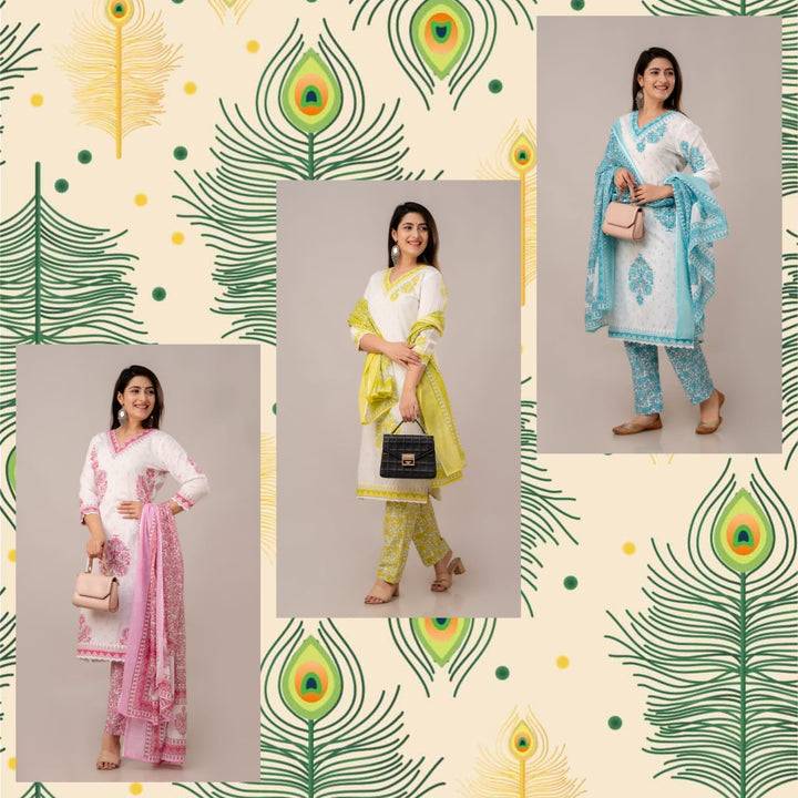 Rainswept Days Cotton Kurti Set