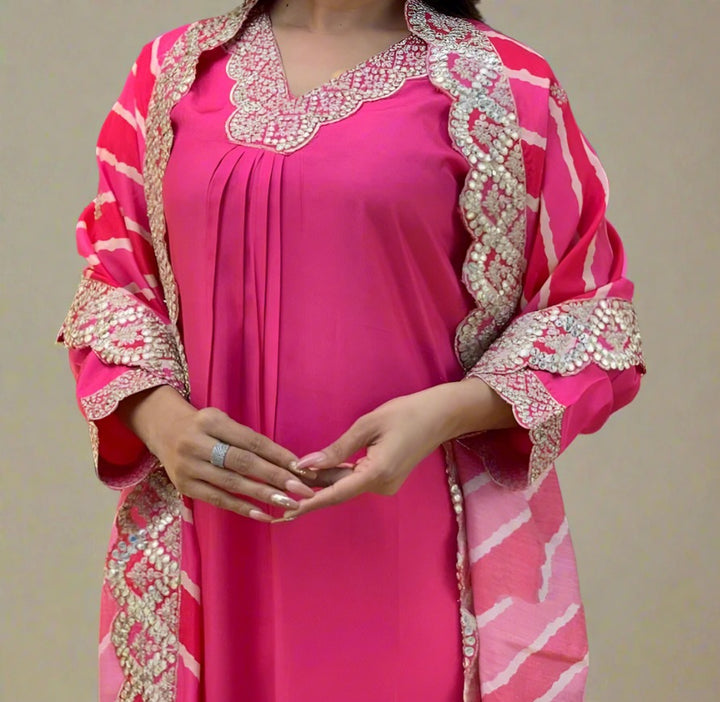 Pink Mimosa Cotton Kurti Set