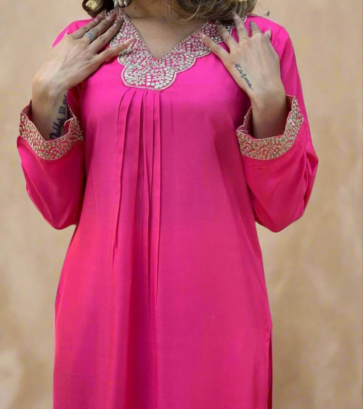 Pink Mimosa Cotton Kurti Set