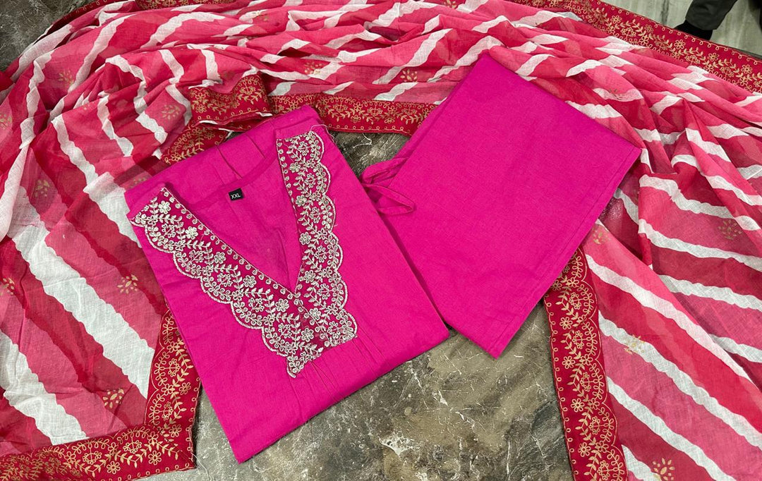 Pink Mimosa Cotton Kurti Set