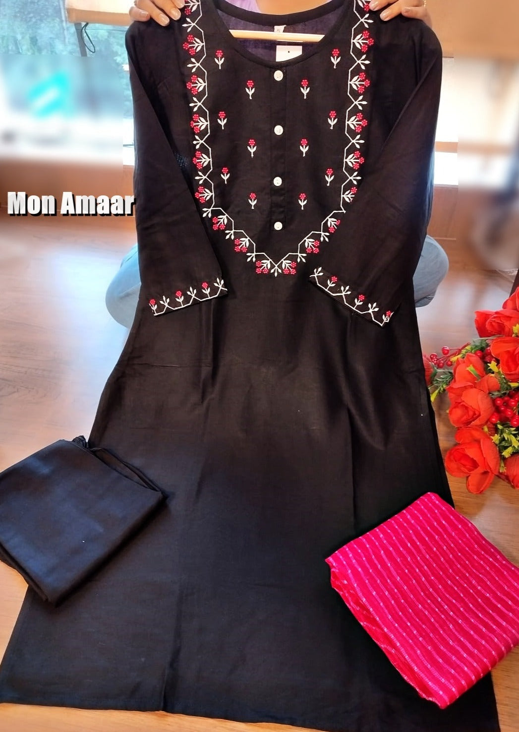 Enigmatic Black Kurti Set