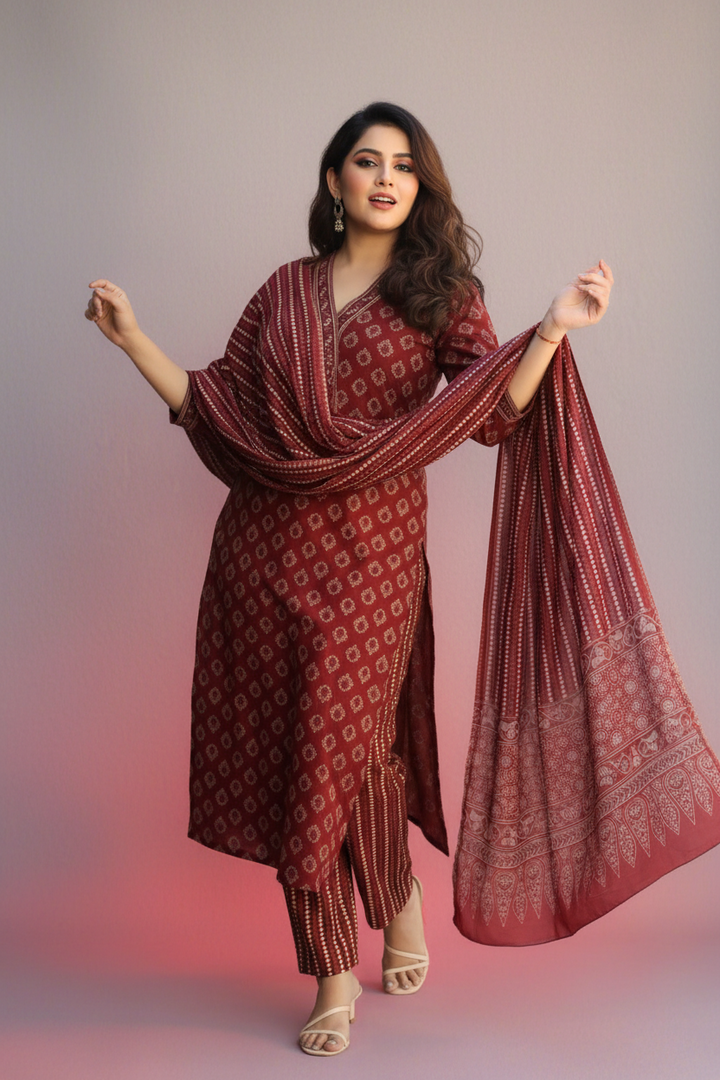 Life's Rhythm Cotton Kurti Set