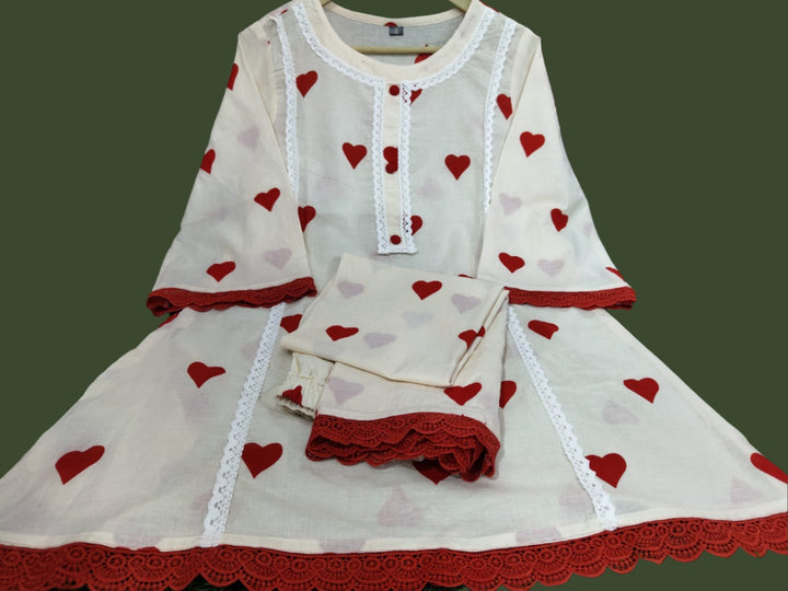 Red Scenario Cotton Coord Set