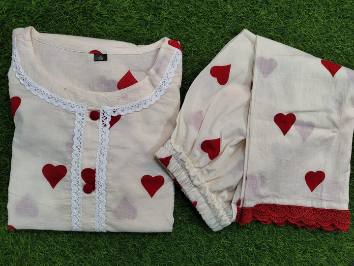 Red Scenario Cotton Coord Set