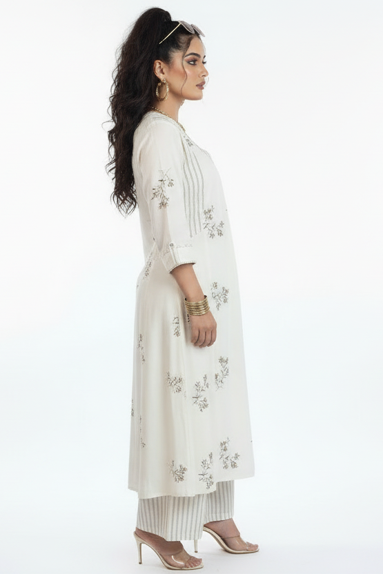 Wrapped In White Cotton Kurti Set
